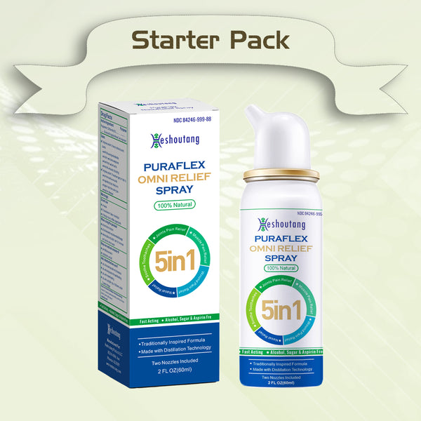 PuraFlex OmniRelief Spray | Fast-Acting Herbal Relief for Various Pains & Nasal Congestion | 60ml Distilled Formula|Single Relief Pack