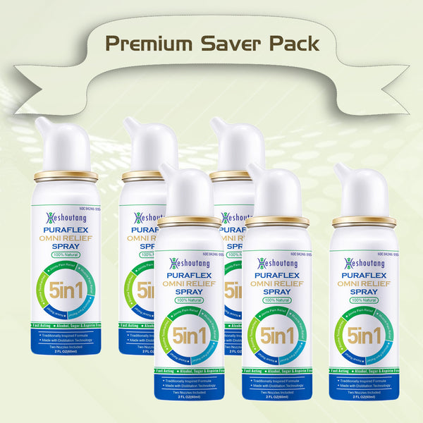 PuraFlex OmniRelief Spray | Fast-Acting Herbal Relief for Various Pains & Nasal Congestion | 360ml Distilled Formula|Family Care Pack