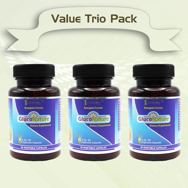 GlucoNature|Proven Blood Sugar Optimizer|12+ Years of Trust|180 Veg Capsules Value Trio Pack