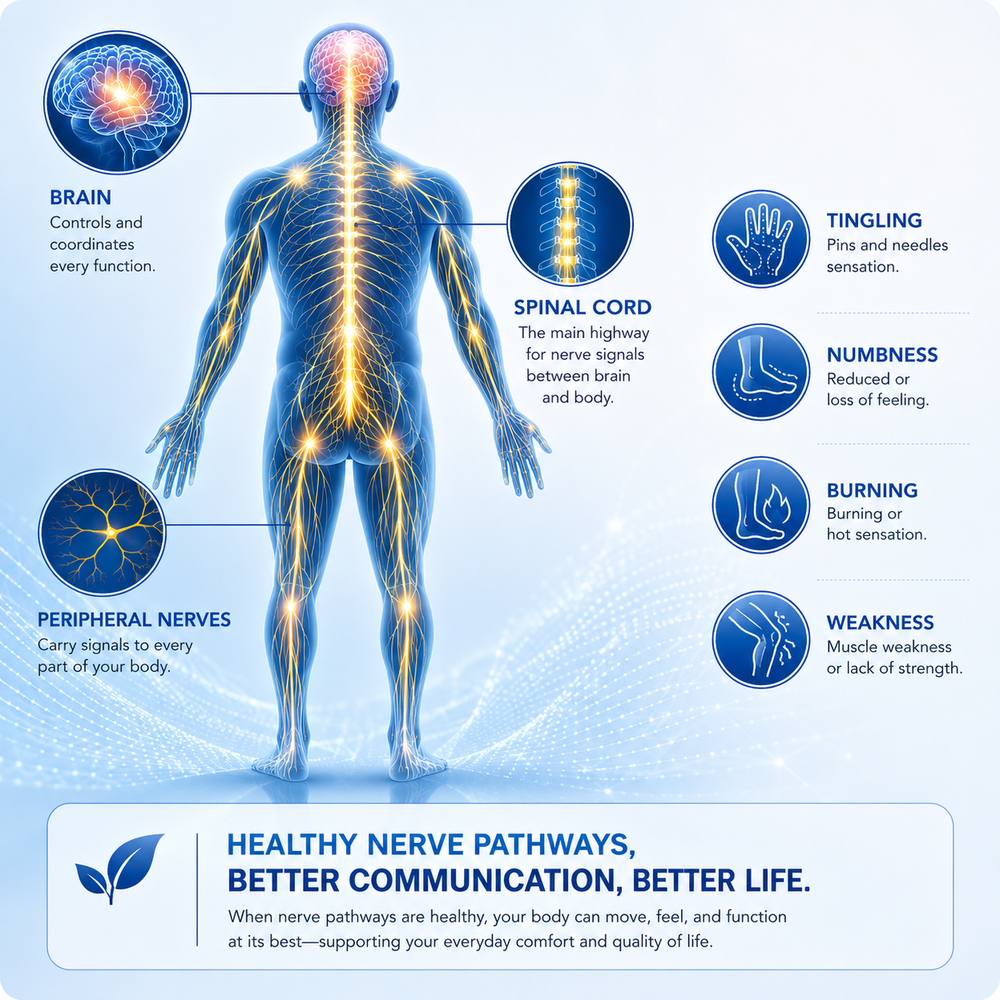 NeuroRevive healthy nerve pathways illustration