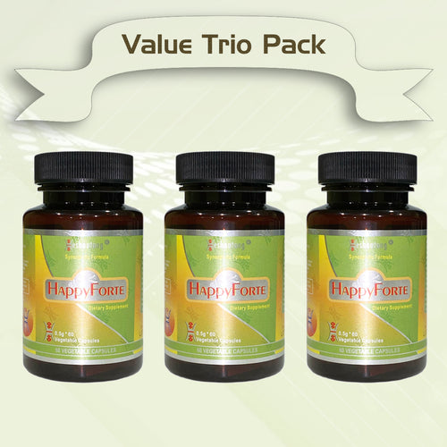 HappyForte|Proven Herbal Solution for Energy, Mood, and Digestion|Herbal Energy Flow Optimizer|180 Vagetable Capsules Triple Value Pack