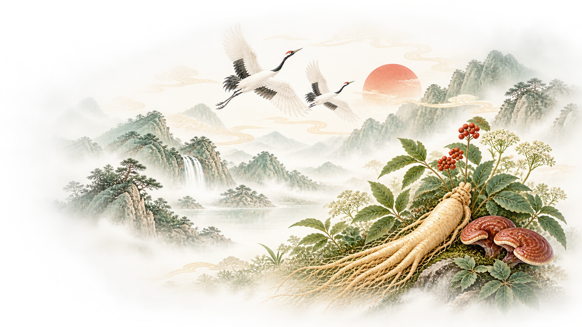 Heshoutang natural herbal botanical illustration