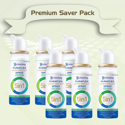 PuraFlex OmniRelief Spray | Fast-Acting Herbal Relief for Various Pains & Nasal Congestion | 360ml Distilled Formula|Family Care Pack