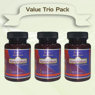 RenoNature|Market Proven Herbal Kidney System Optimizer|For Lower Back Weakness|Gentlemen's Energy Booster|180 Veg Capsules Trio Value Pack
