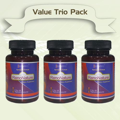 RenoNature|Market Proven Herbal Kidney System Optimizer|For Lower Back Weakness|Gentlemen's Energy Booster|180 Veg Capsules Trio Value Pack