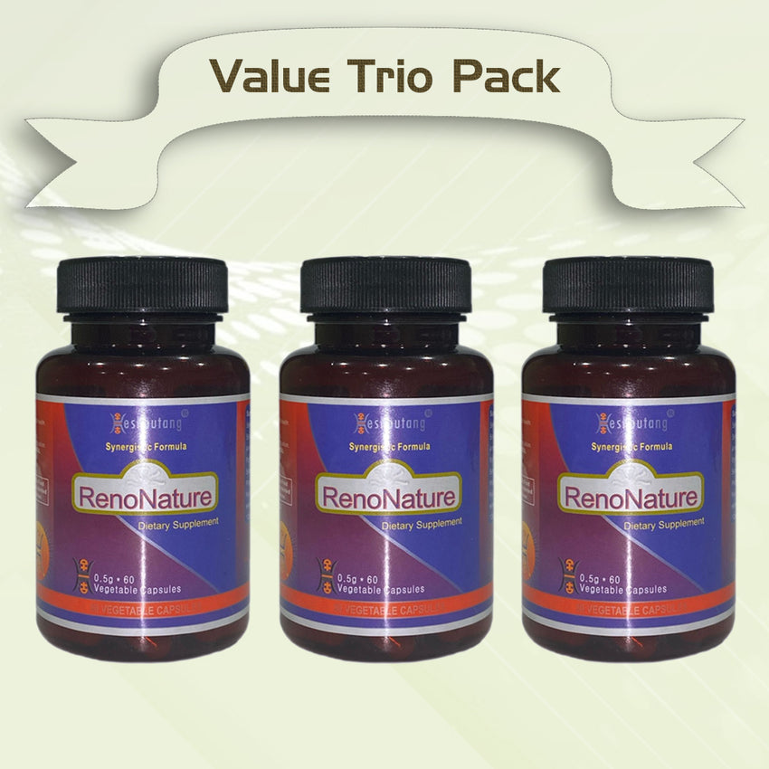 RenoNature|Market Proven Herbal Kidney System Optimizer|For Lower Back Weakness|Gentlemen's Energy Booster|180 Veg Capsules Trio Value Pack