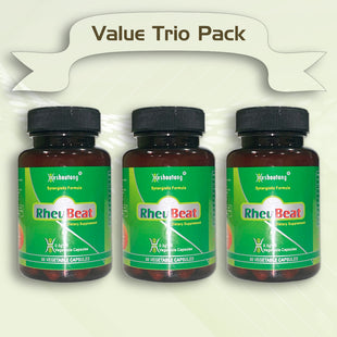 RheuBeat|Market Proven Herbal Joints Strengthener for People Who Have Arthritis &amp; Weak Joints | 180 Veg Capsules | Value Trio Pack