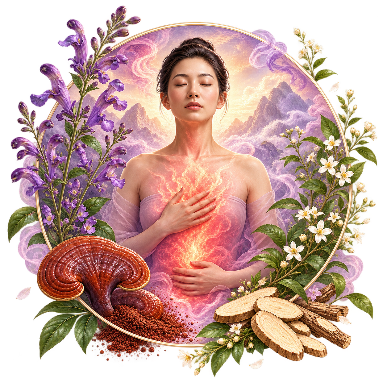 Heat-Toxin pattern traditional herbal illustration