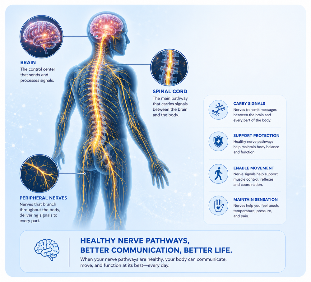 Healthy nerve pathways illustration