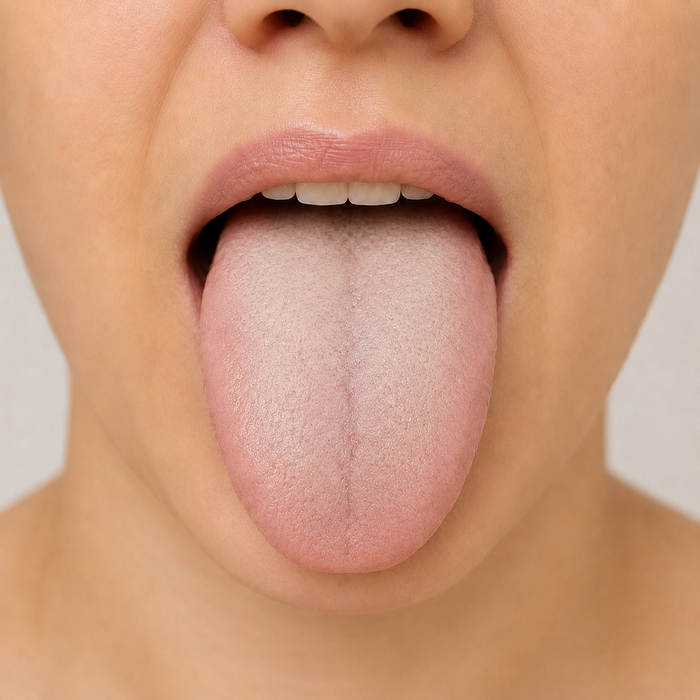 Tongue clue for Kidney essence and general reserve weakness